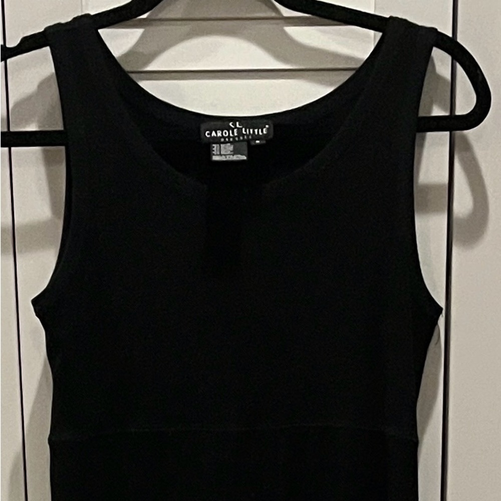 Carole Little Black Maxi Dress with Sheer Fabric From Above Knees to Bottom